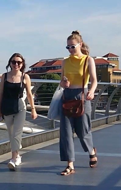 braless on millenium bridge london