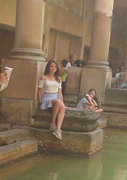 braless miniskirt at bath