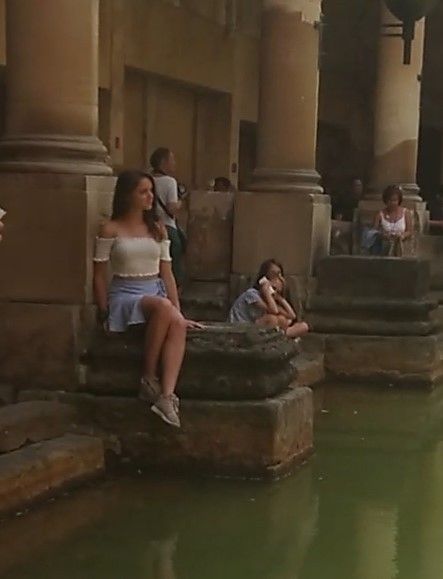 braless miniskirt at bath