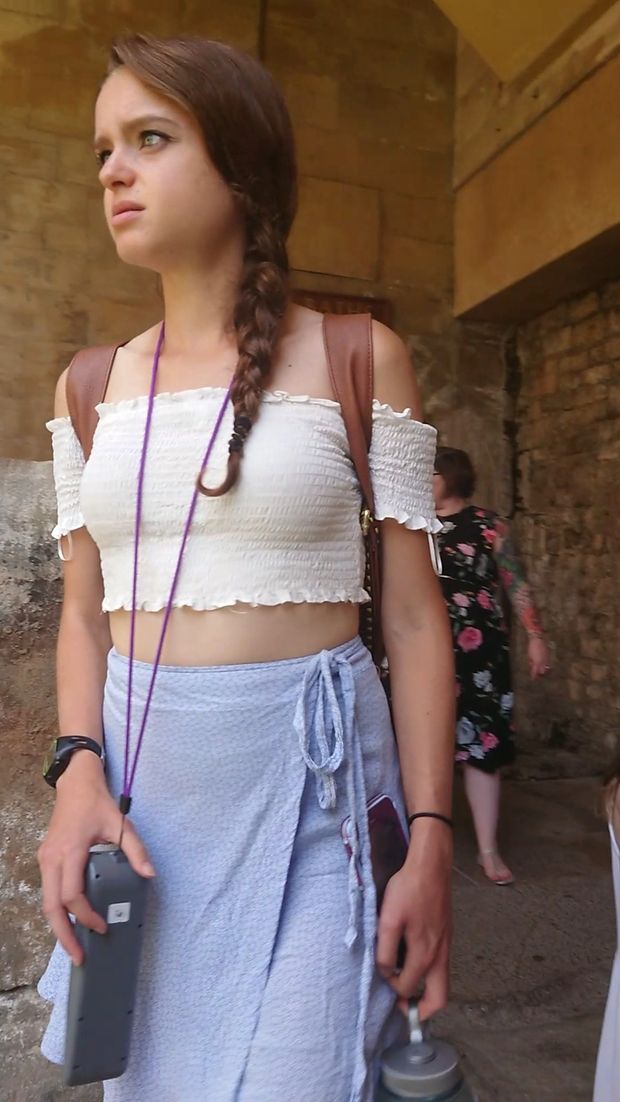 braless miniskirt at bath