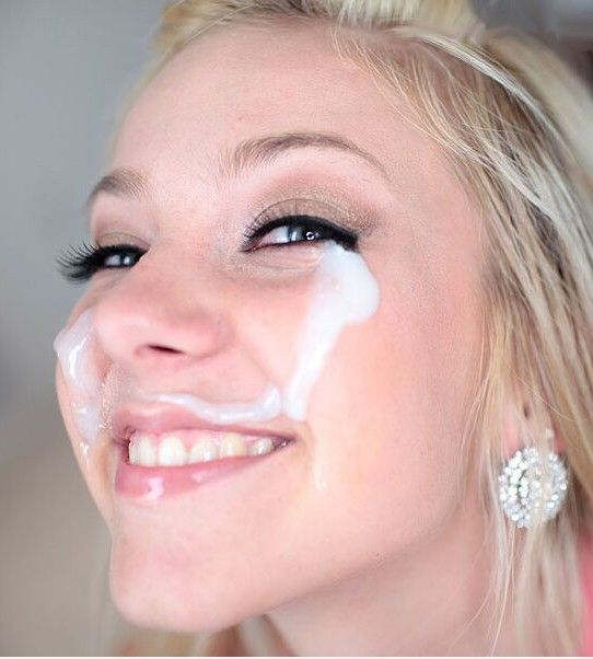 Beautiful blonde happy to be facialized