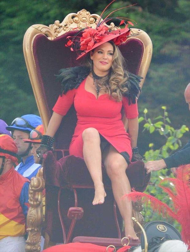 Kelly Brook Panty Upskirt on a Movie Set