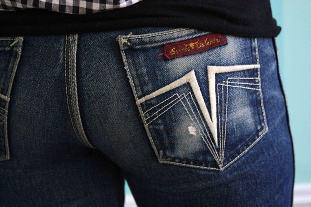 Retro Designer Jeans Ass Close-Up