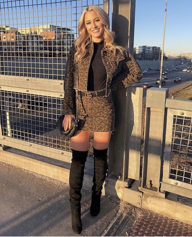 Hot blonde teen in leopard print