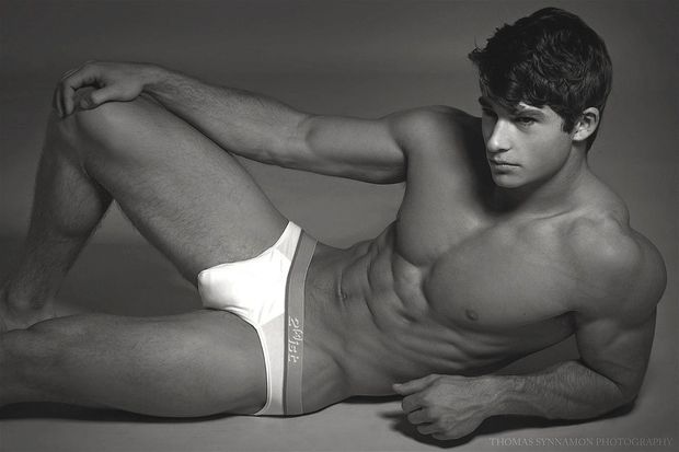 Bulge in white briefs