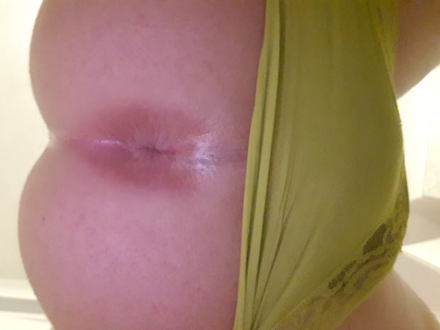 Pair of panties with smooth ass pussy showing. Any takers?