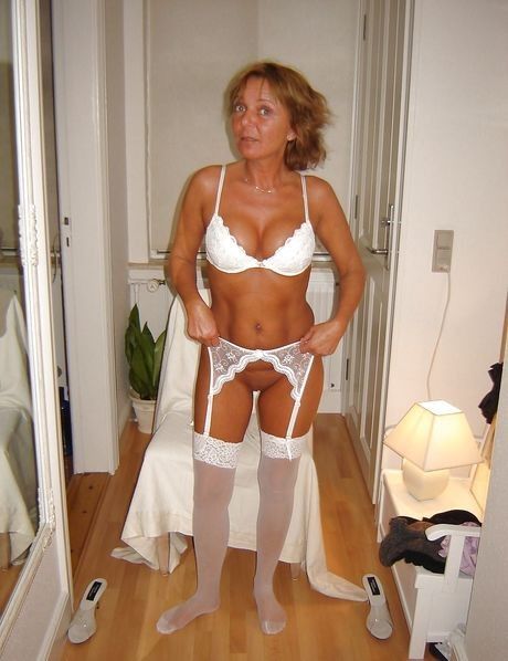 White lingerie milf