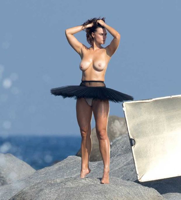 SI Model Myla Dalbesio Caught Topless at a Photoshoot