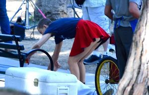 Kate Hudson Black Pantie Upskirt BTS of Her New Movie