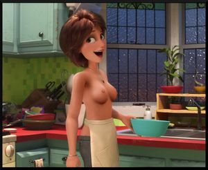 Aunt Cass - Topless cooking.