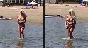 Courtney Stodden Caught Topless at the Beach