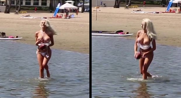 Courtney Stodden Caught Topless at the Beach