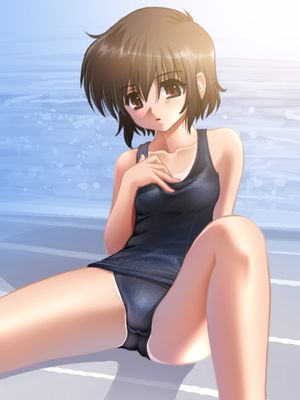 Shy swimsuit swimmer