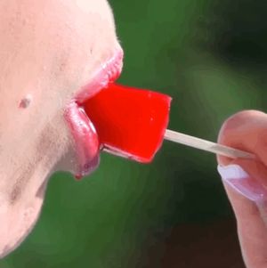 I love lollipops to suck but cocks even more