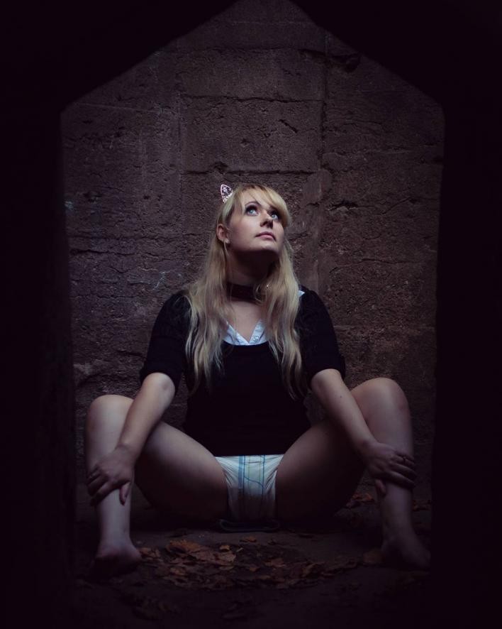 LilMissPixels wearing a diaper down below