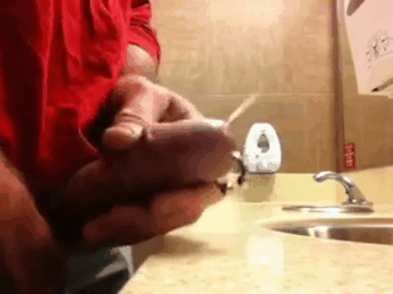 Another cumshot in a public restroom
