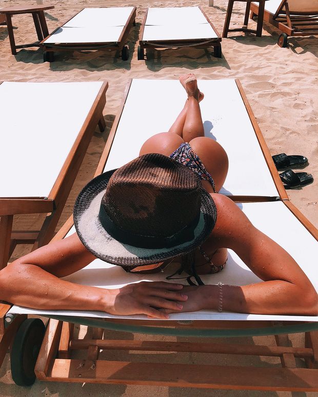tanning on the beach