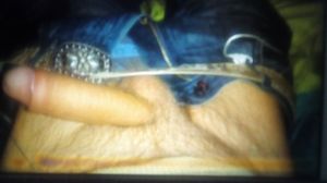 Cock with jeans Pulled down