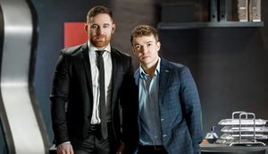 Muscular gay men Gabriel Cross and Jonas Jackson have anal sex