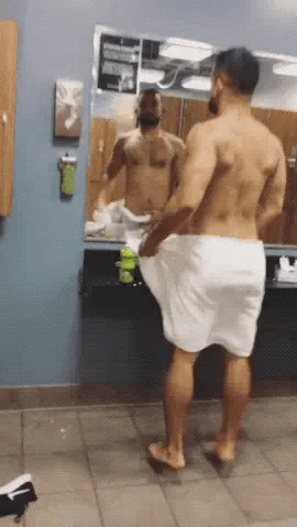 Dropped towel and a jiggly ass