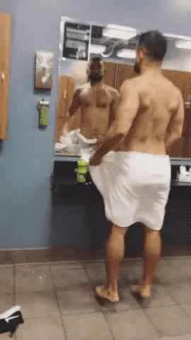 Dropped towel and a jiggly ass