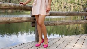 Latvian babe undressing at lake