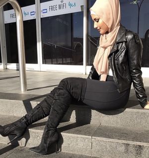 Hot Hijab Woman in High Heels