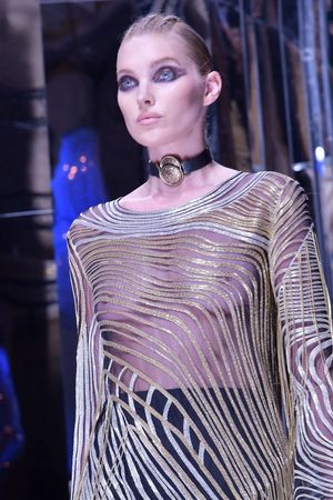 Elsa Hosk on the Runway in a See Through Dress