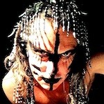 Face painted with headdress