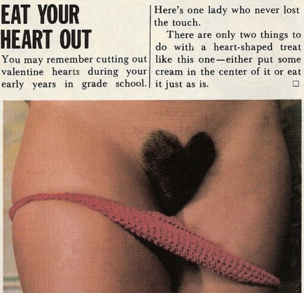 Vintage Heart-Shaped Hairy Bush and Crochet Panties