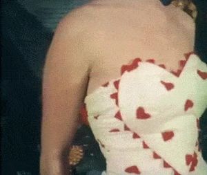 Vintage Sexy Beauty Pageant Strapless swimsuit with polkadot hearts