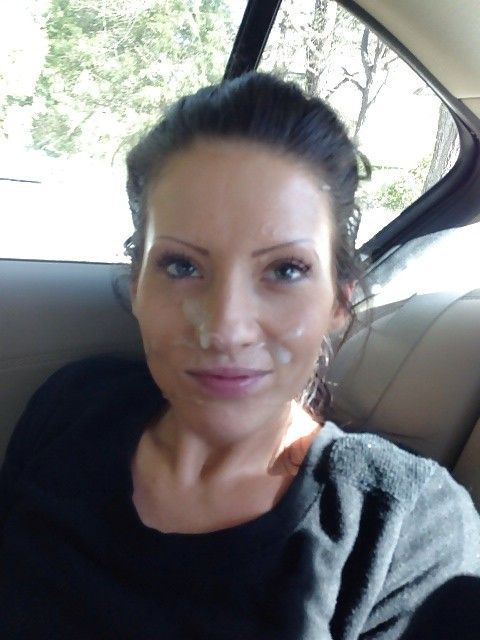 Cum on face in car