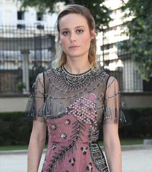 Brie Larson Nipple Slip Peek in See Through Lace Dress