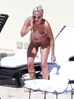 Lady Gaga topless on a beach in Mexico