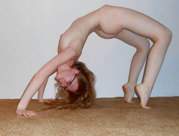 Lass posing in gymnastic pose