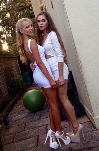 two slut chavs in white