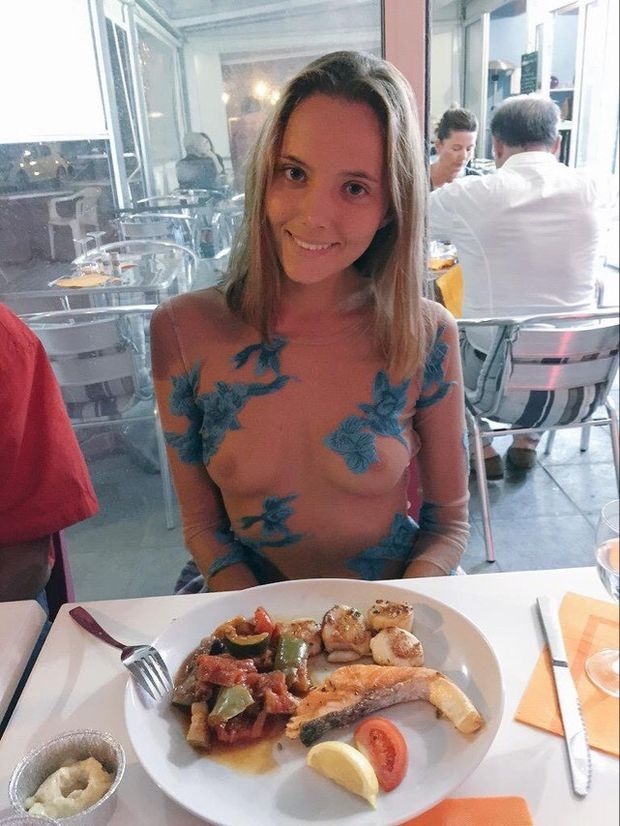 Lovely girlfriend at dinner