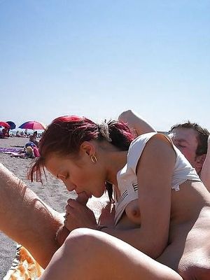 Beach blowjob