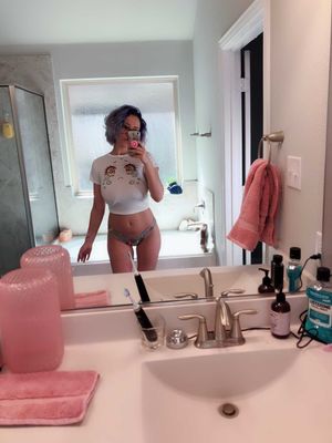 Cute bathroom selfie in her undies