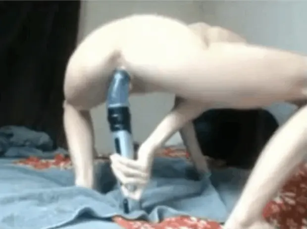 Skinny Chick Riding On Long Dildo