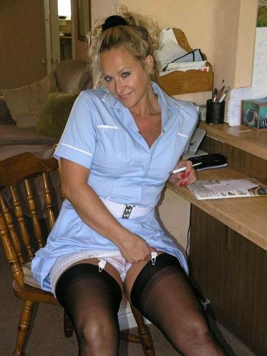 Sexy nurse flashing panties