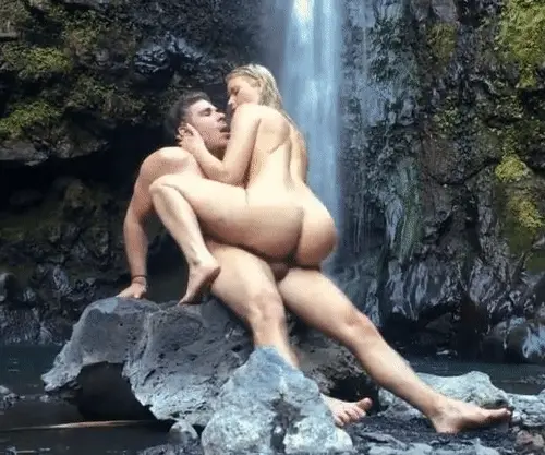 Hot passionate waterfall sex.