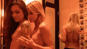 Lesbians in a changing room
