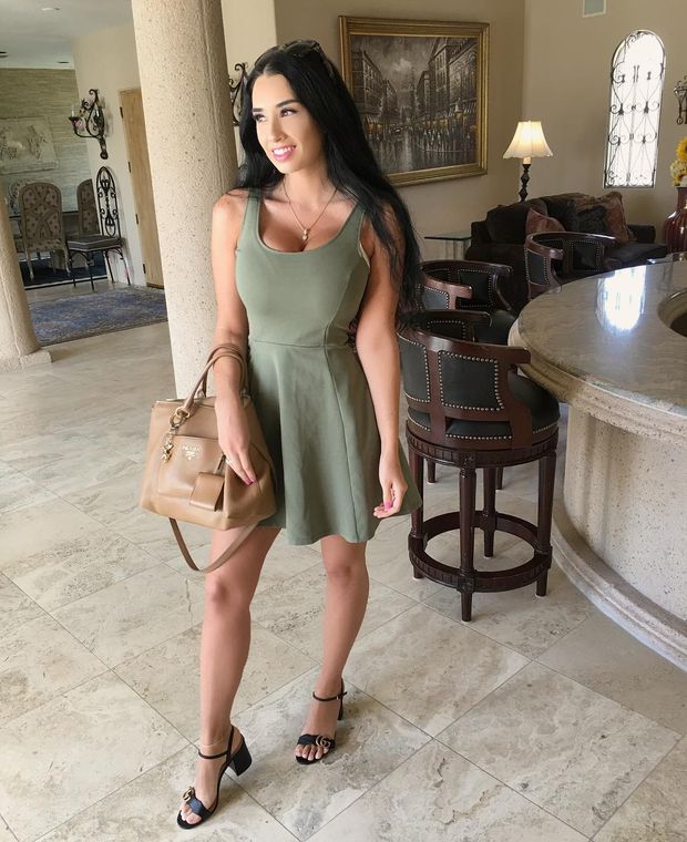 Posing in a sexy dress
