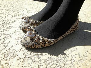 feet in tights close up