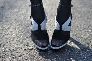 feet in tights close up