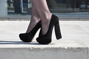 feet in tights close up