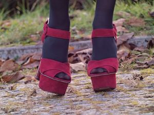 feet in tights close up