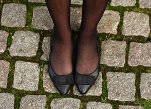 feet in tights close up