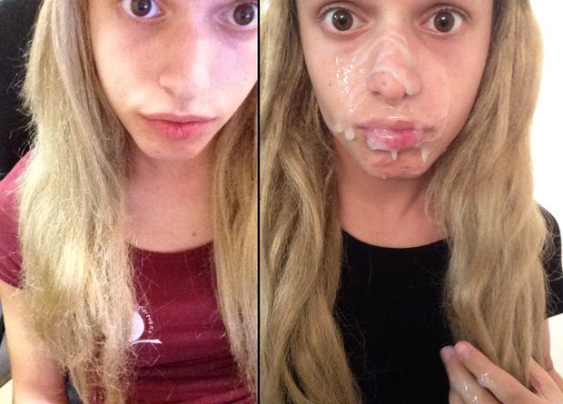 Cute blonde facial
